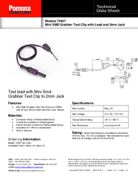 Thumbnail of document Data Sheet - 27907 SMD Mini-Grabber Test Clip Patch Cords Or Clip Leads